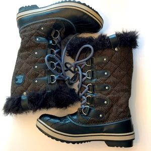 Sorel Tofino II Herringbone Women's Size 7.5 Mid Calf Lace Up Winter Boots Brown